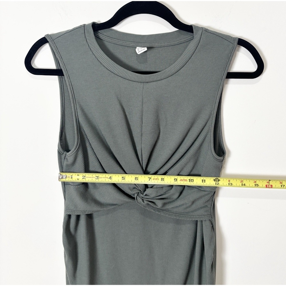 Women's Maternity Twist Front Sleeveless Bodycon Ribbed Tank Dress Medium - Picture 4 of 5